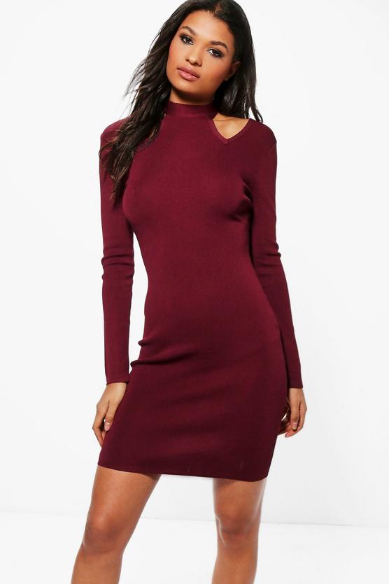 Lottie High Neck Cold Shoulder Knitted Dress